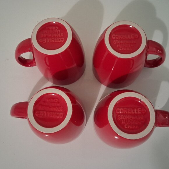 Corelle Coordinates Red Stoneware Coffee Mugs Cups Holds 12 oz. Set of 4, EUC - Picture 10 of 10